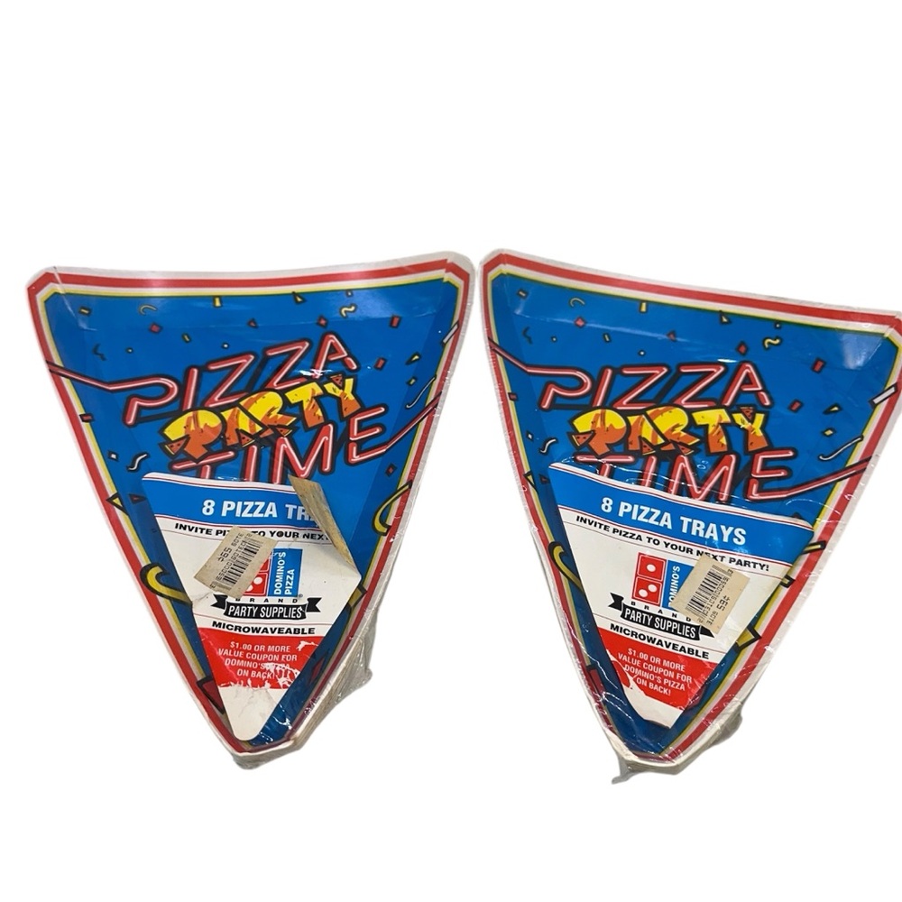 Rare 90s vintage Domino's Pizza 8 ct Pizza Trays Set of 2 NOS Collectible